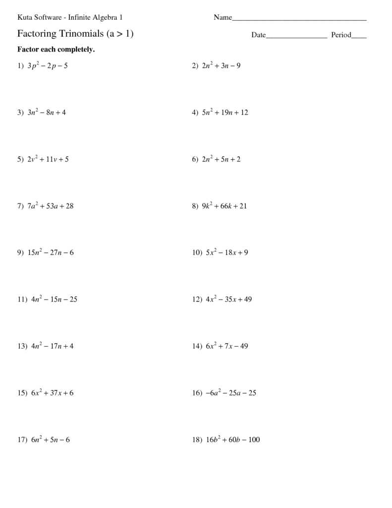 16 Factoring Worksheets Algebra II Worksheeto