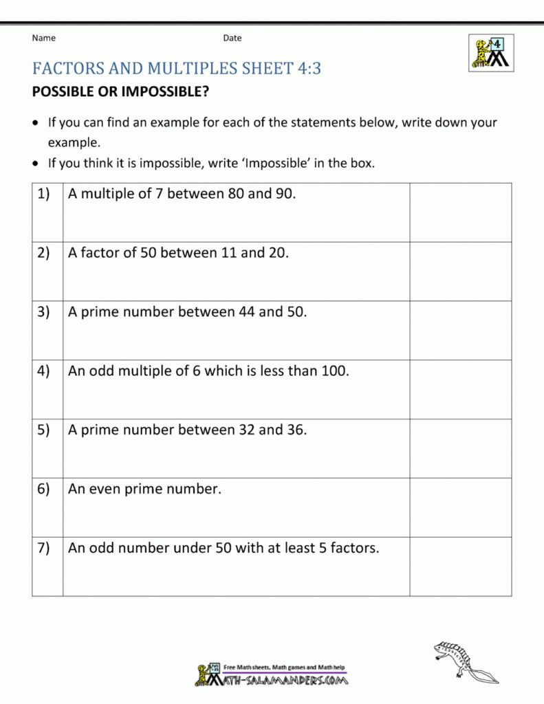 35 Factors And Multiples Worksheet Support Worksheet