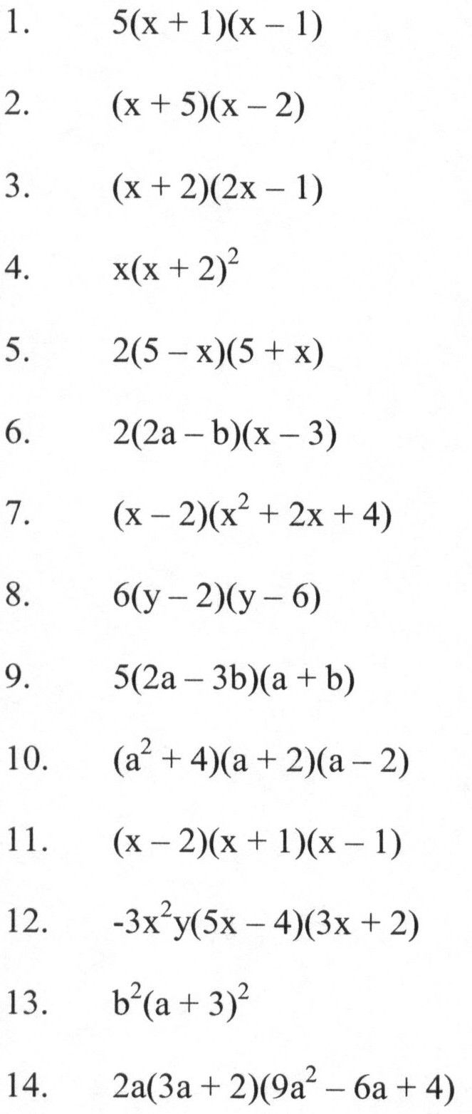 algebra 1 assignment factor each completely