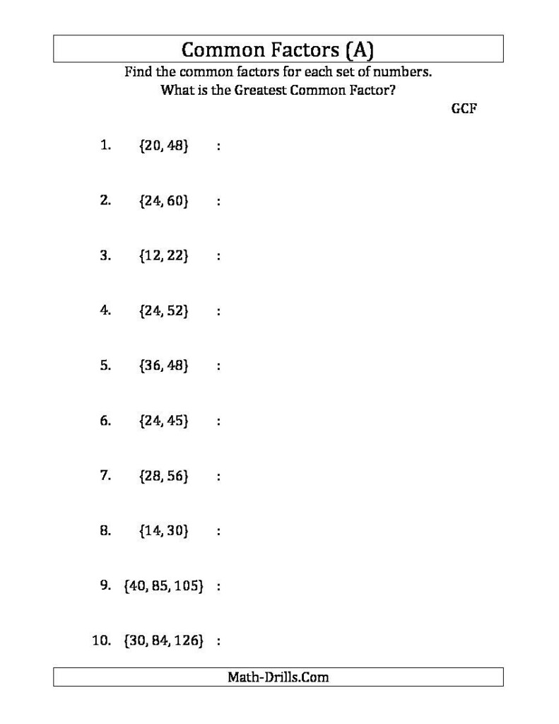 Determining Factors And Multiples Worksheets Worksheets Key