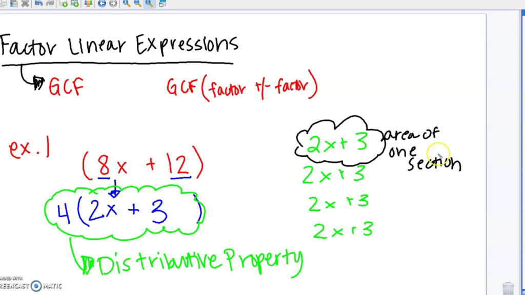Factoring Linear Expressions Worksheet