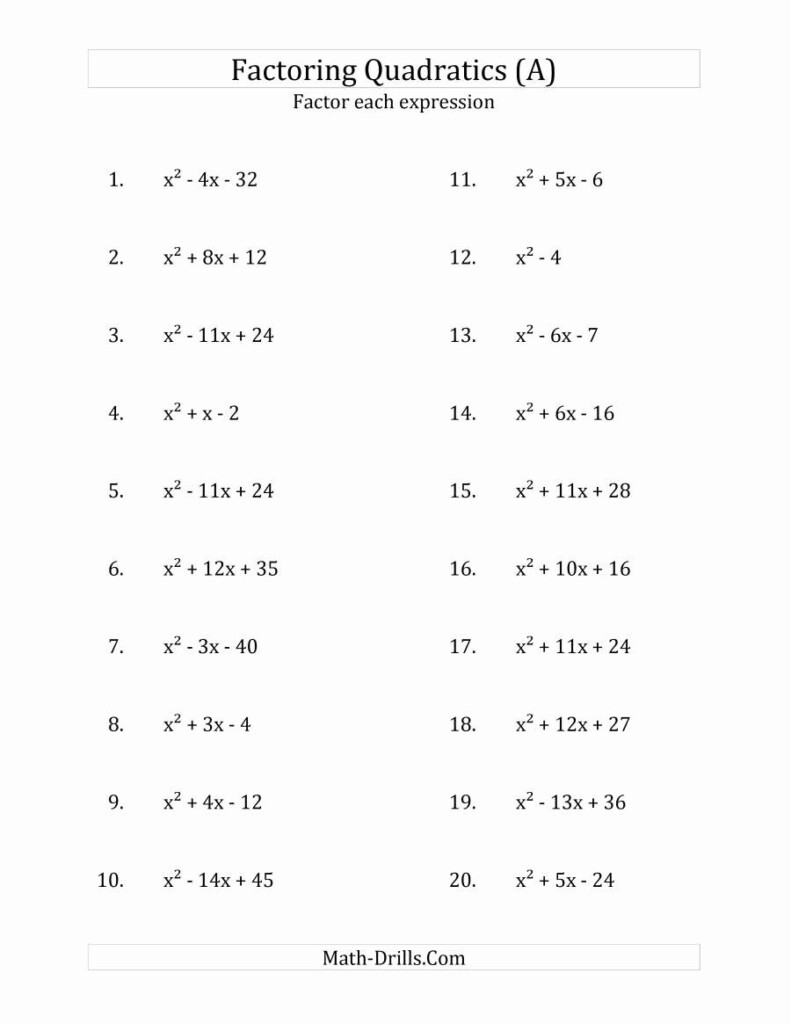 Factoring Mixed Practice Worksheet Free Download Multiplication 