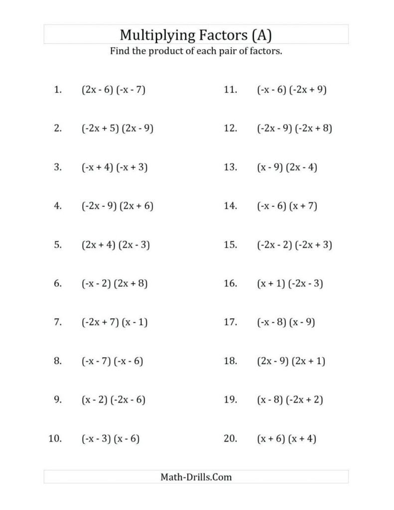 Factoring Monomials Worksheet Grade 8