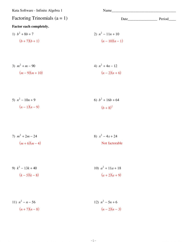 Factoring Trinomials Worksheet Algebra 2 Answers Harewhuman