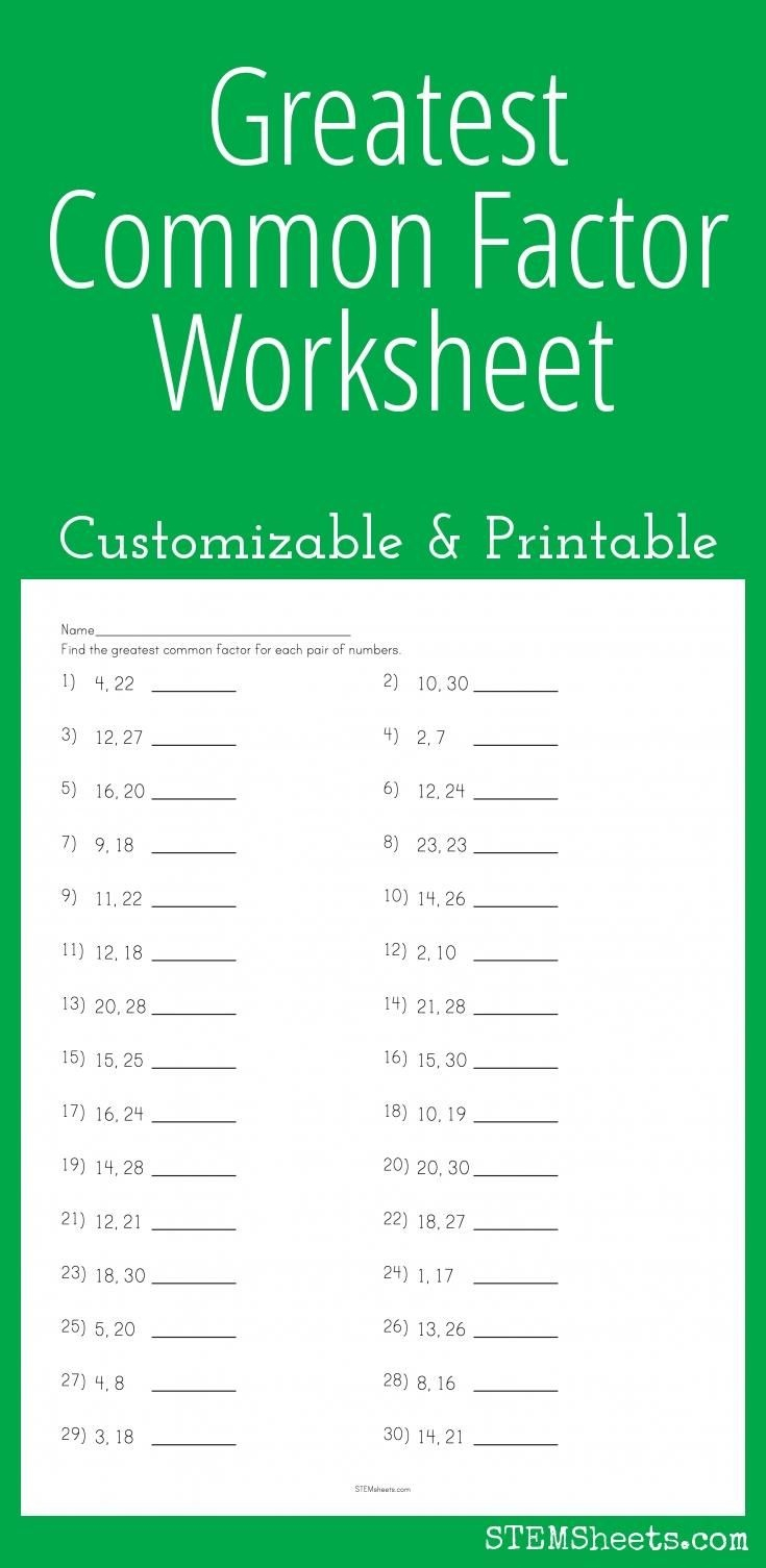 Greatest Common Factor Worksheet Customizable And Printable Math Greatest Common Factor Worksheet Customizable And Printable Math