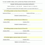 Greatest Common Factor Worksheet Page