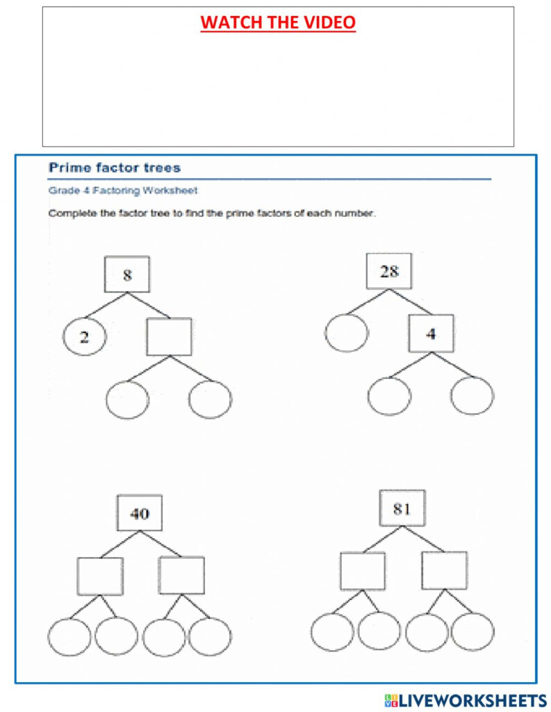 Prime Factorization Tree Worksheet