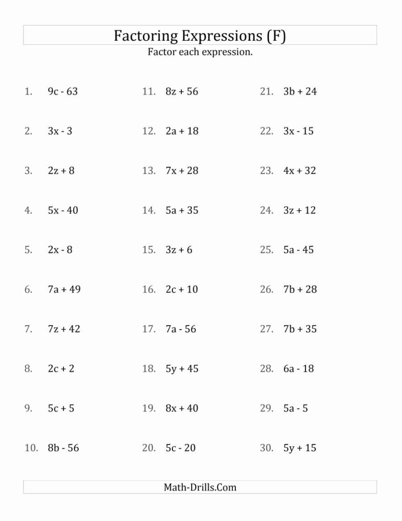Quadratic Equation Factoring Worksheet With Answers Kidsworksheetfun