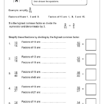 Simplifying Fractions Highest Common Factor Fraction And Decimal