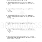 Solving Quadratic Equations Worksheet All Methods With Answers