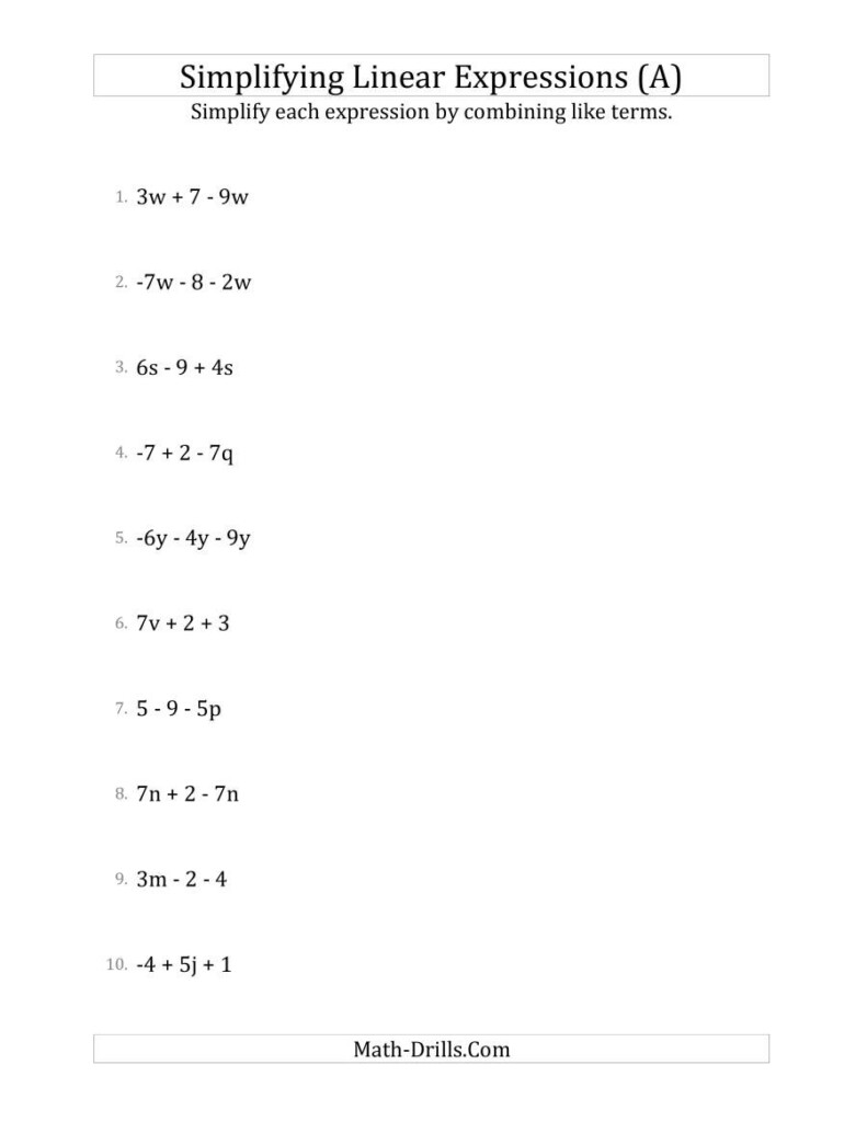 30 Combining Like Terms Worksheet Pdf Education Template