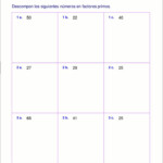Ejercicios Para Descomposici n De N meros En Factores Primos Factores