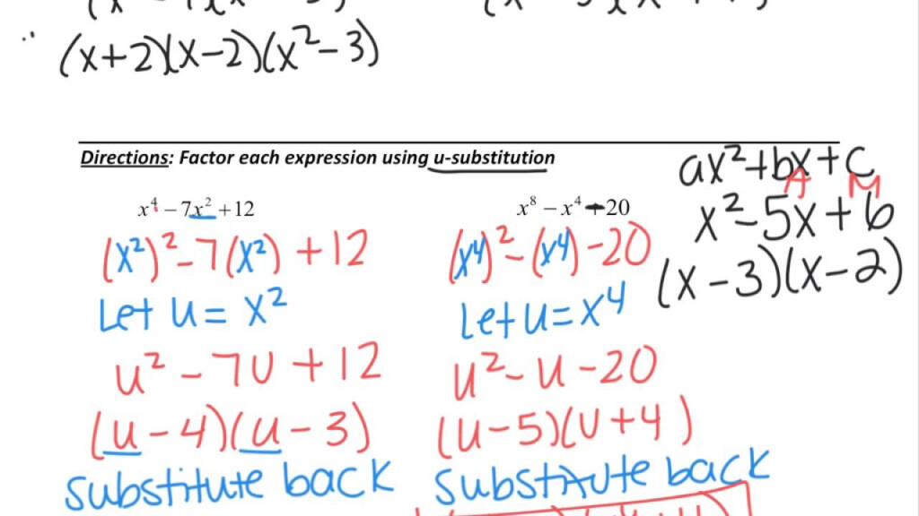 Factoring Using U Substitution YouTube