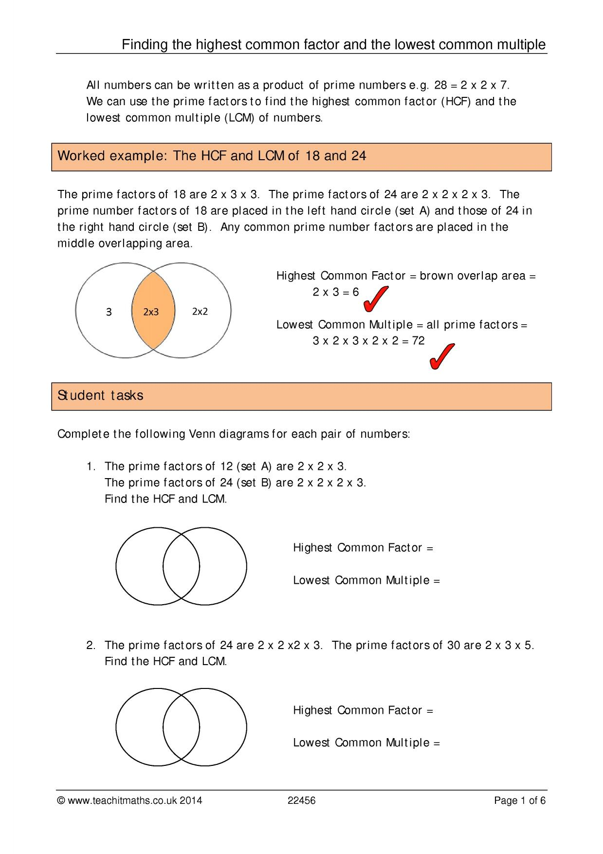 Factors Multiples And Primes Worksheet Ks3 - FactorWorksheets.com