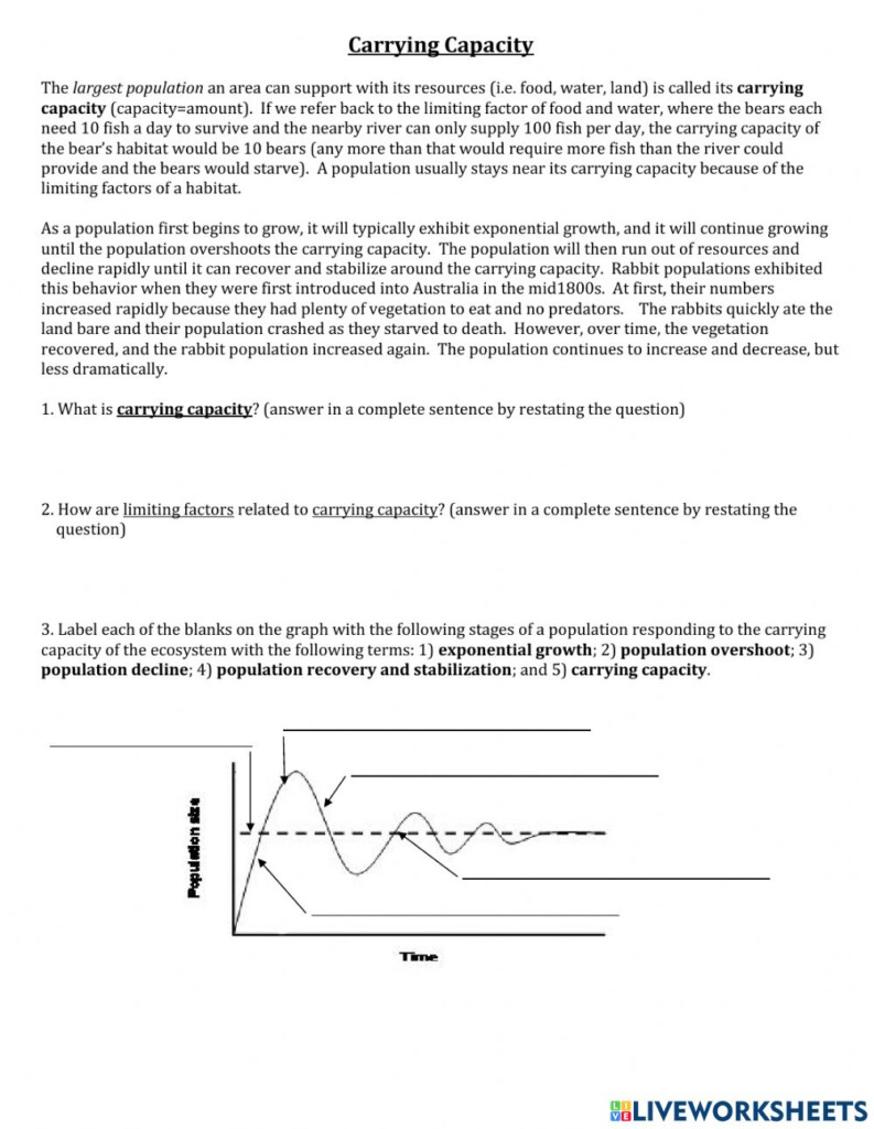 Limiting Factors Carrying Capacity Worksheet Worksheet