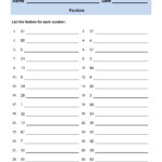 Math Factors Worksheet 4th Grade For Math Drills