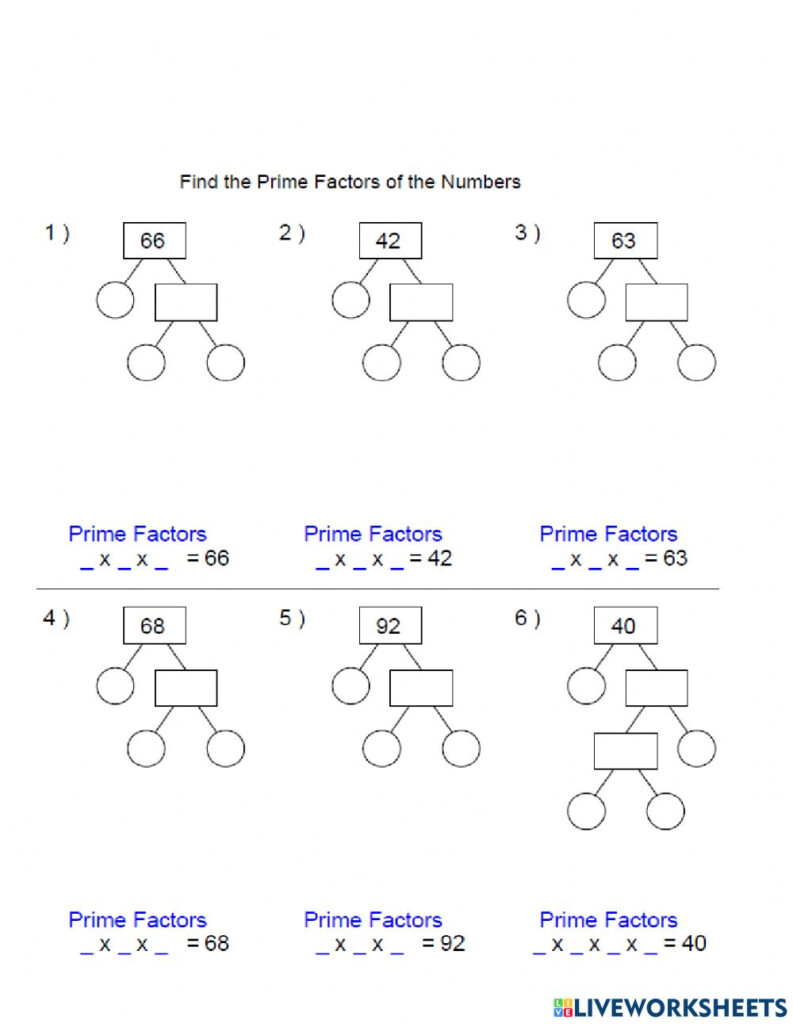 Prime Factorization Tree Worksheet