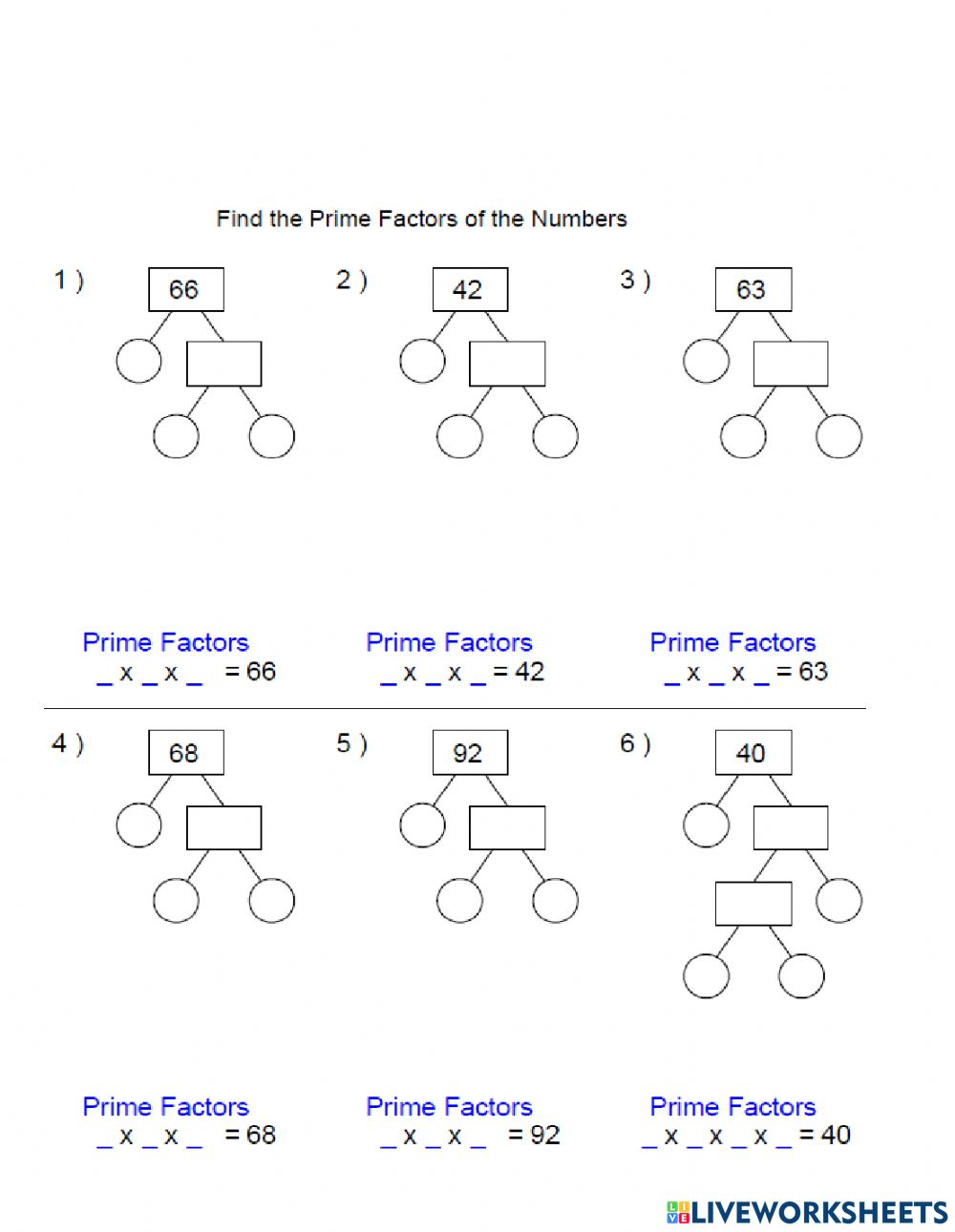 Factor Tree Worksheets Tes - FactorWorksheets.com