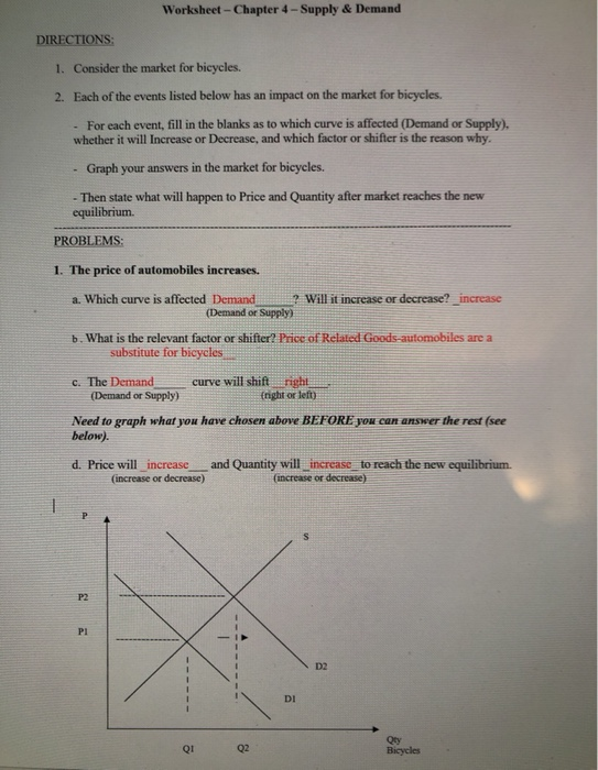 Shifting Supply And Demand Worksheet Answers Free Worksheet